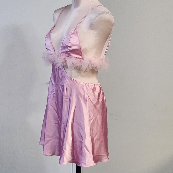 New!For Love And Lemons Pink Floral Trim Slip‎ Dress - Picture 10 of 16